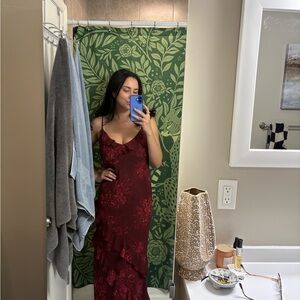 Park & Fifth Burgundy Floral Maxi Dress
